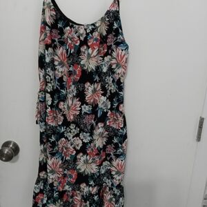 Naked Zebra Floral Lined Sundress. Ruffled Hem